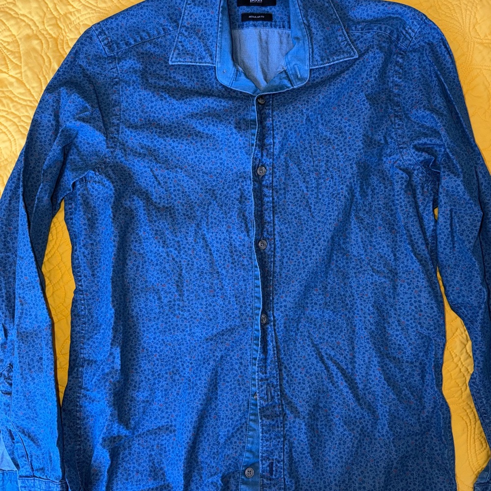 Hugo Boss Blue Casual Button Down Shirt